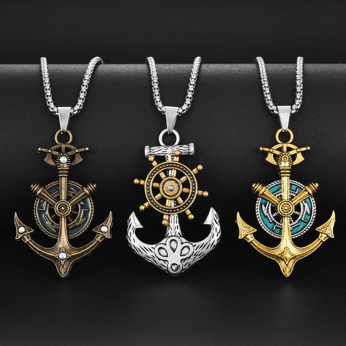 Vintage Anchor Necklace Fashion Street Hip Hop Sweater Chain For Women Men