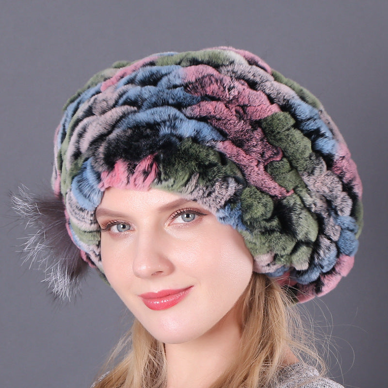New Korean Rex Rabbit Hair Hat For Women