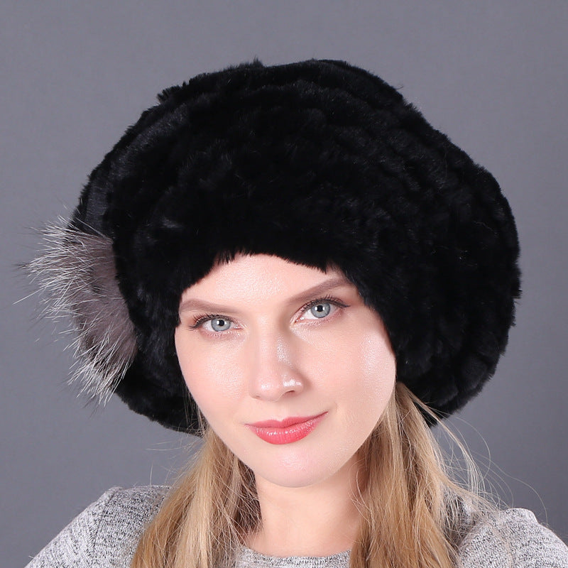 New Korean Rex Rabbit Hair Hat For Women