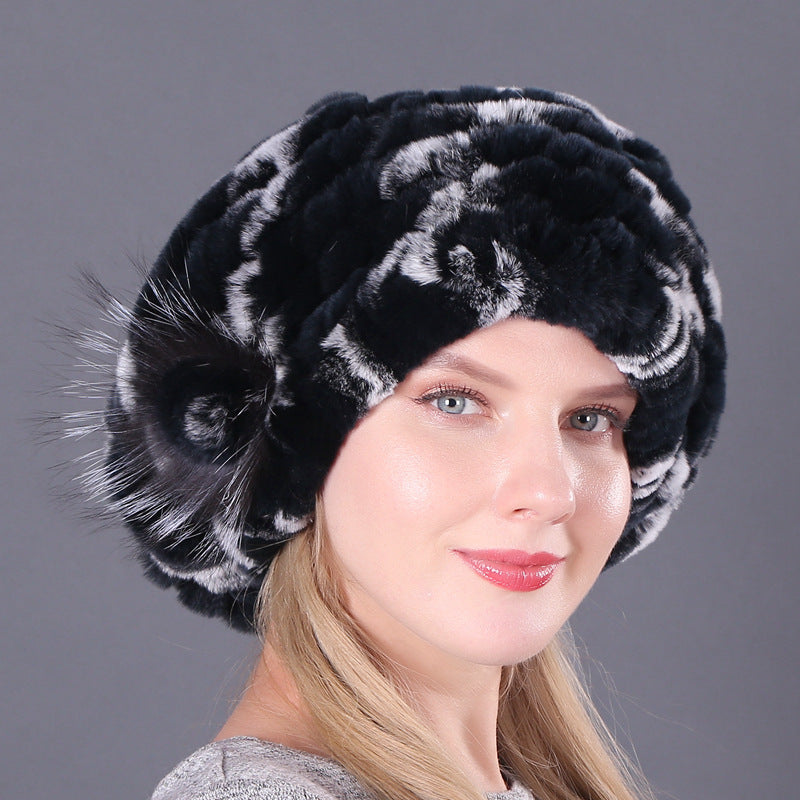 New Korean Rex Rabbit Hair Hat For Women